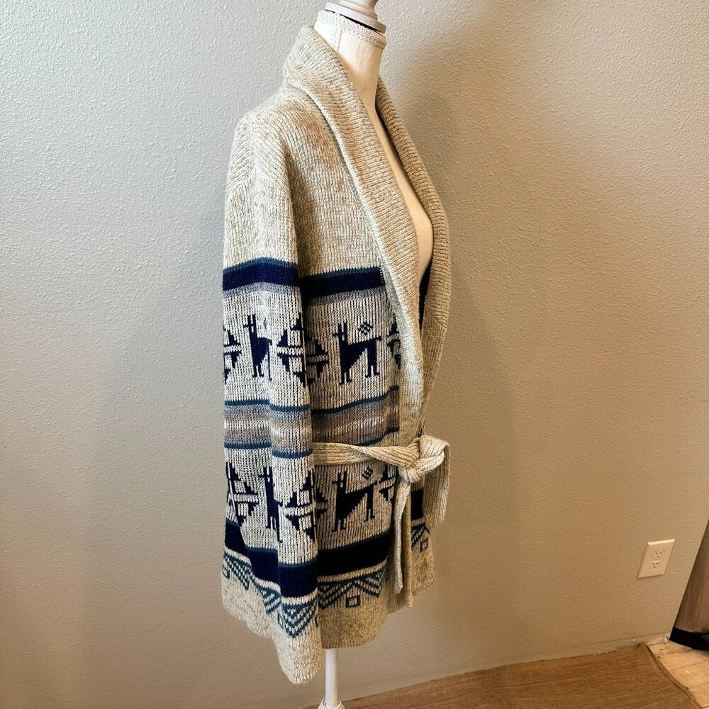 Vtg 70s 80s Dimension By Milford Southwest Llama Aztec Cardigan Sweater Lrg USA - Picture 4 of 13